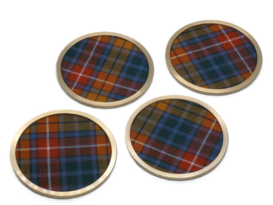 Brass coaster with Buchanan Wool Tartan Design