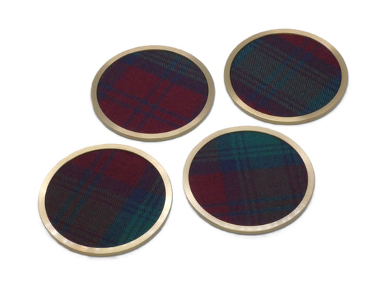 Brass coaster with Lindsay Modern Wool Tartan Design