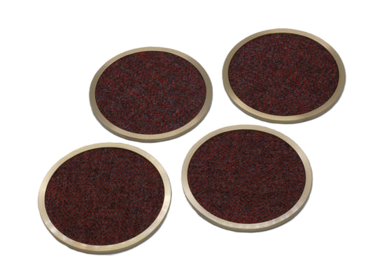 Brass coaster with Red Tweed Wool Design