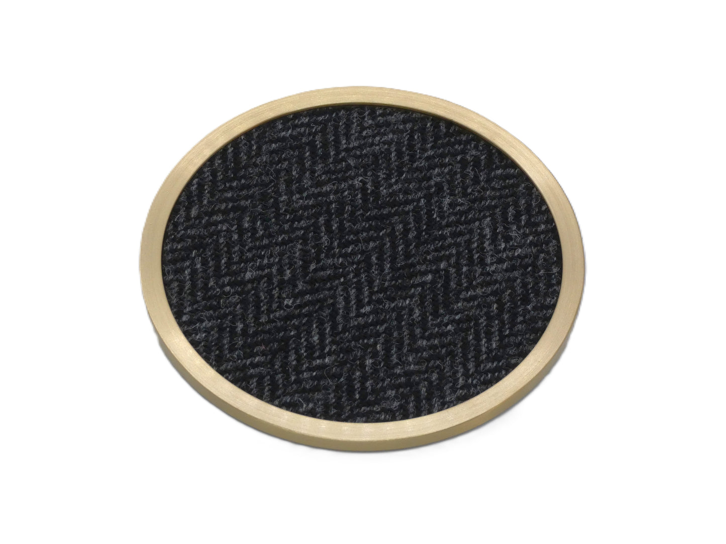 Brass coaster with Black Tweed Wool Design