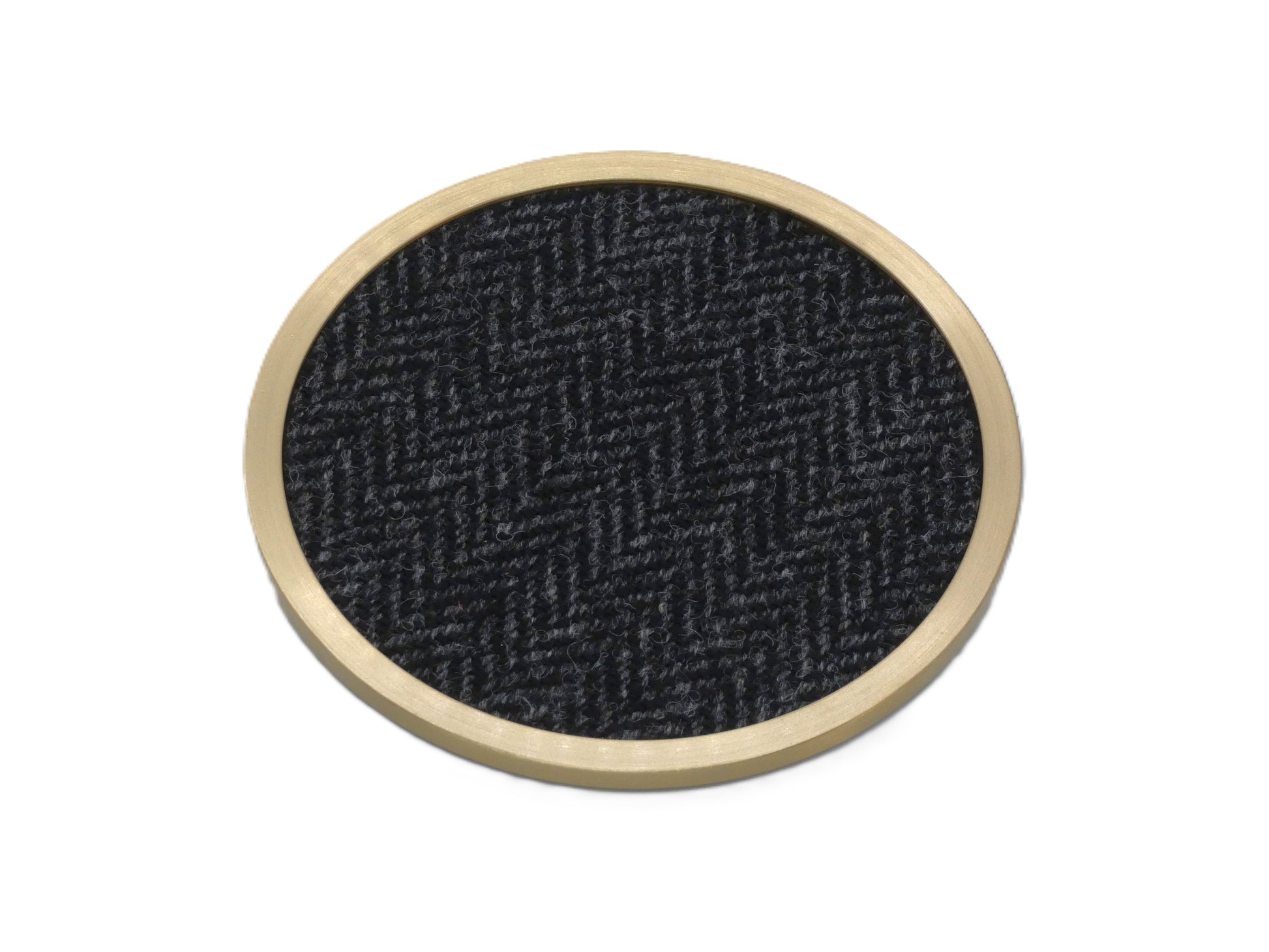 Brass coaster with Black Tweed Wool Design
