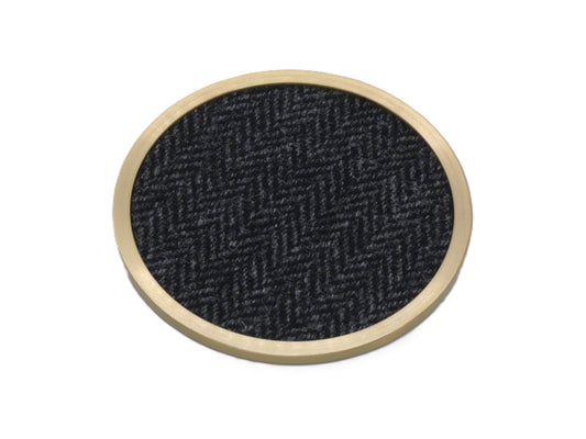 Brass coaster with Black Tweed Wool Design