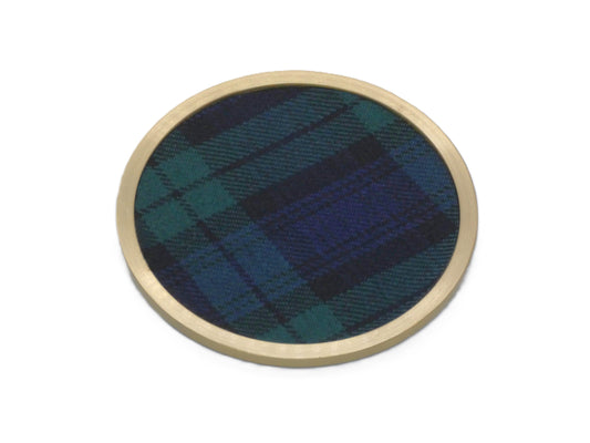 Brass coaster with Black Watch Wool Tartan Design
