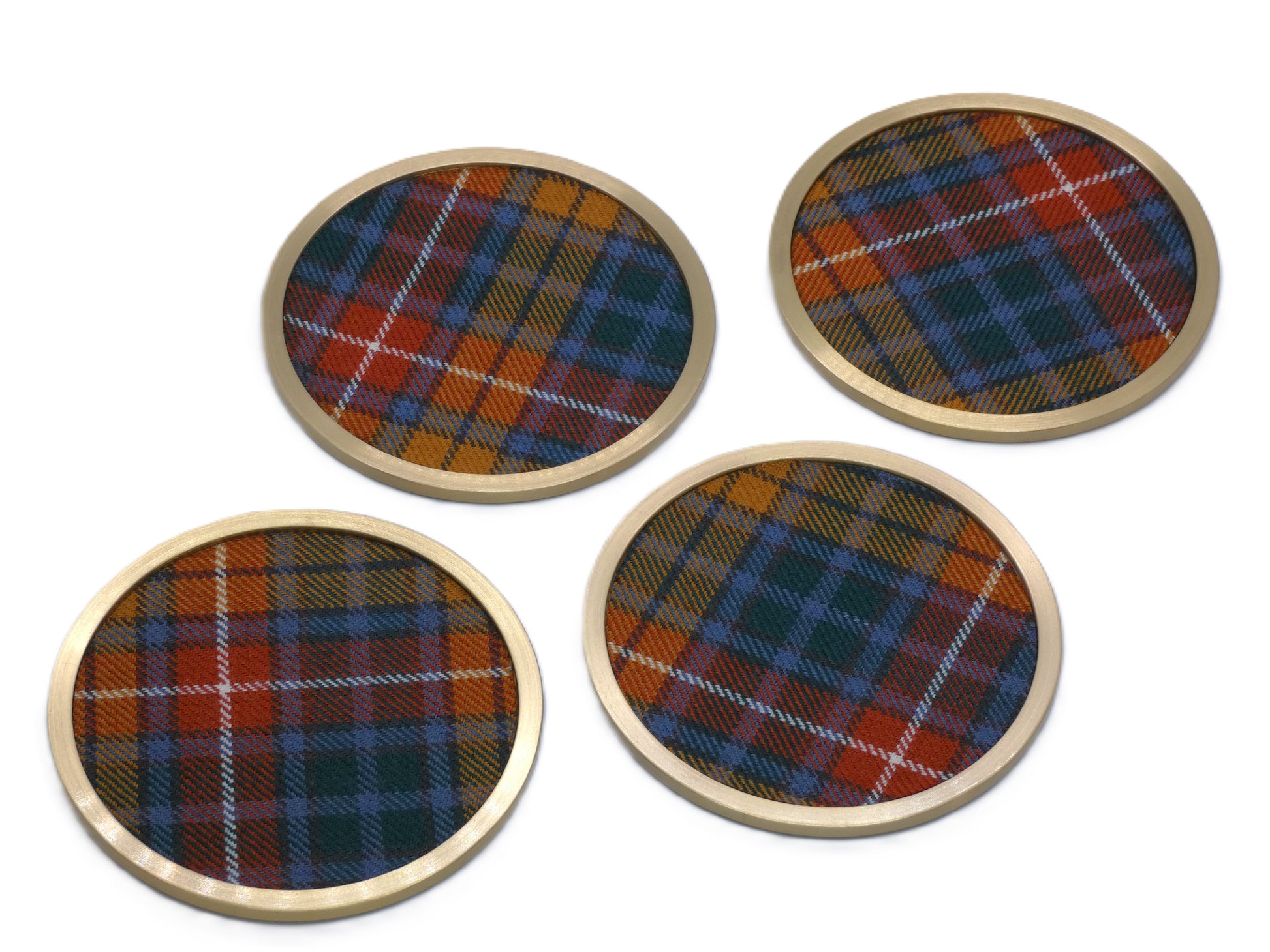 Brass coaster with Buchanan Wool Tartan Design