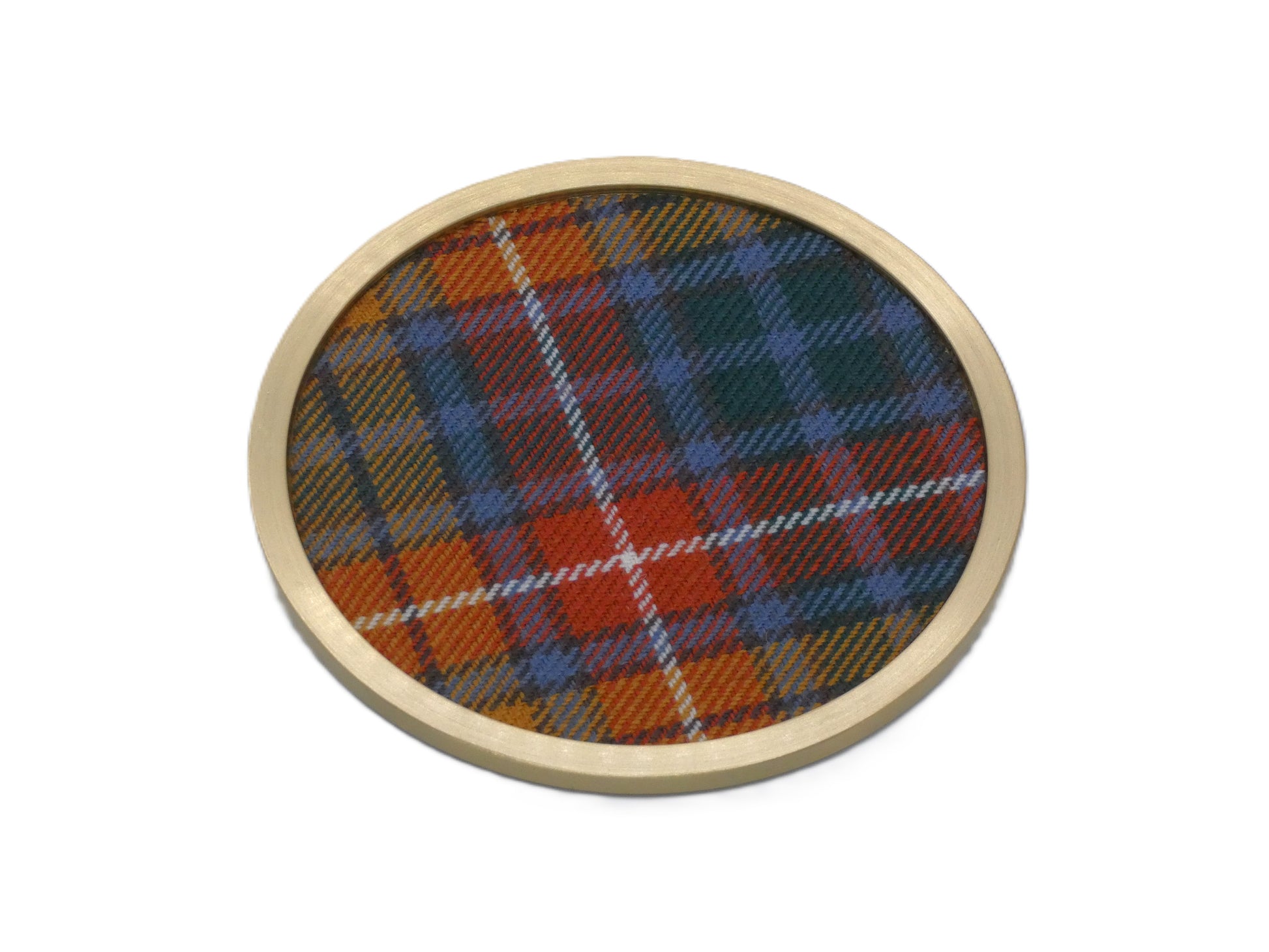 Brass coaster with Buchanan Wool Tartan Design