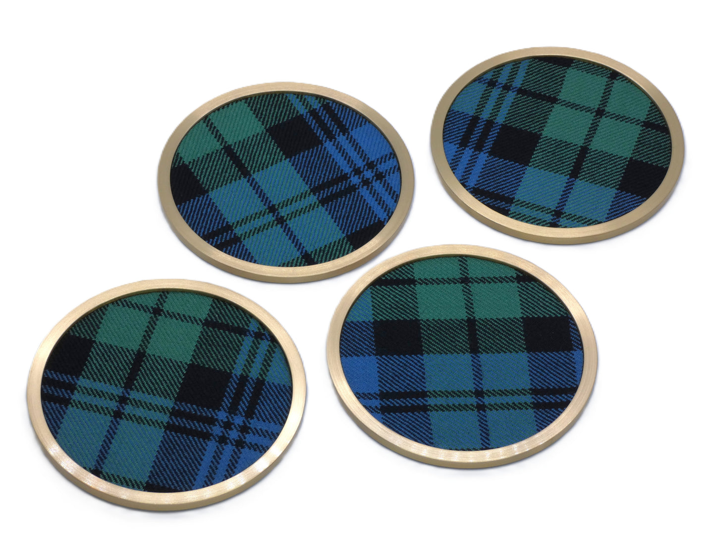 Brass coaster with Campbell Ancient Wool Tartan Design