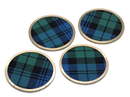 Brass coaster with Campbell Ancient Wool Tartan Design