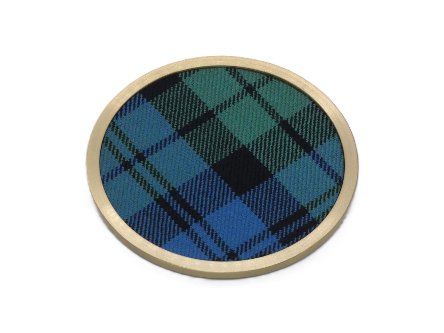 Brass coaster with Campbell Ancient Wool Tartan Design