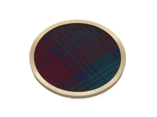 Brass coaster with Lindsay Modern Wool Tartan Design