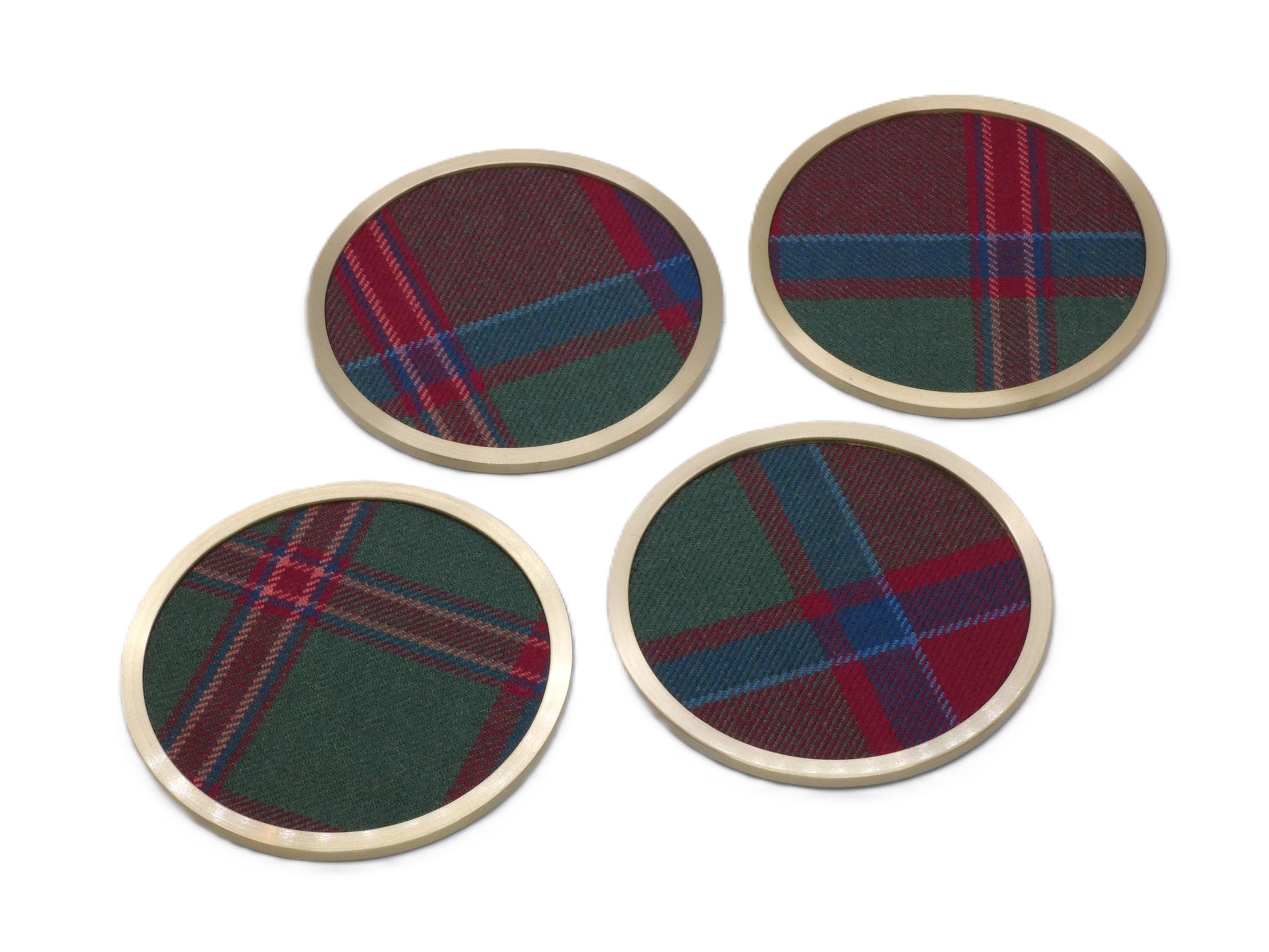 Brass coaster with MacDonald Muted Wool Tartan Design