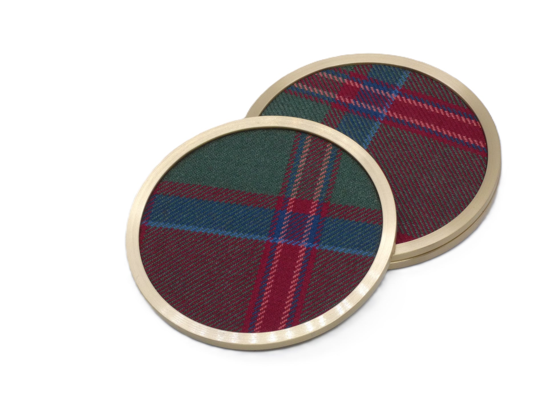 Brass coaster with MacDonald Muted Wool Tartan Design