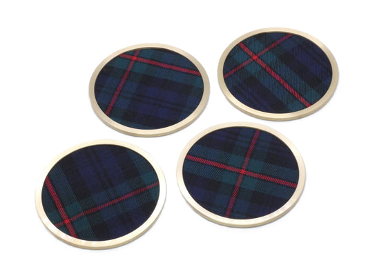 Brass coaster with MacKinlay Wool Tartan Design