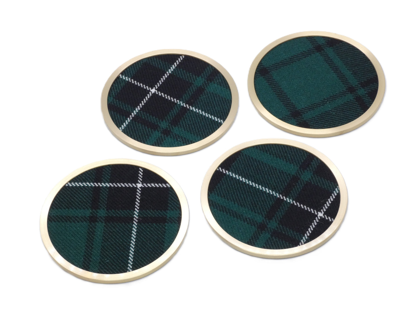 Brass coaster with MacLean Wool Tartan Design