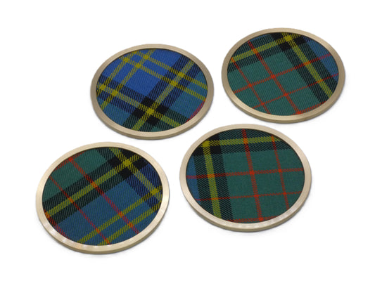 Brass coaster with MacMillan Wool Tartan Design