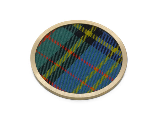 Brass coaster with MacMillan Wool Tartan Design