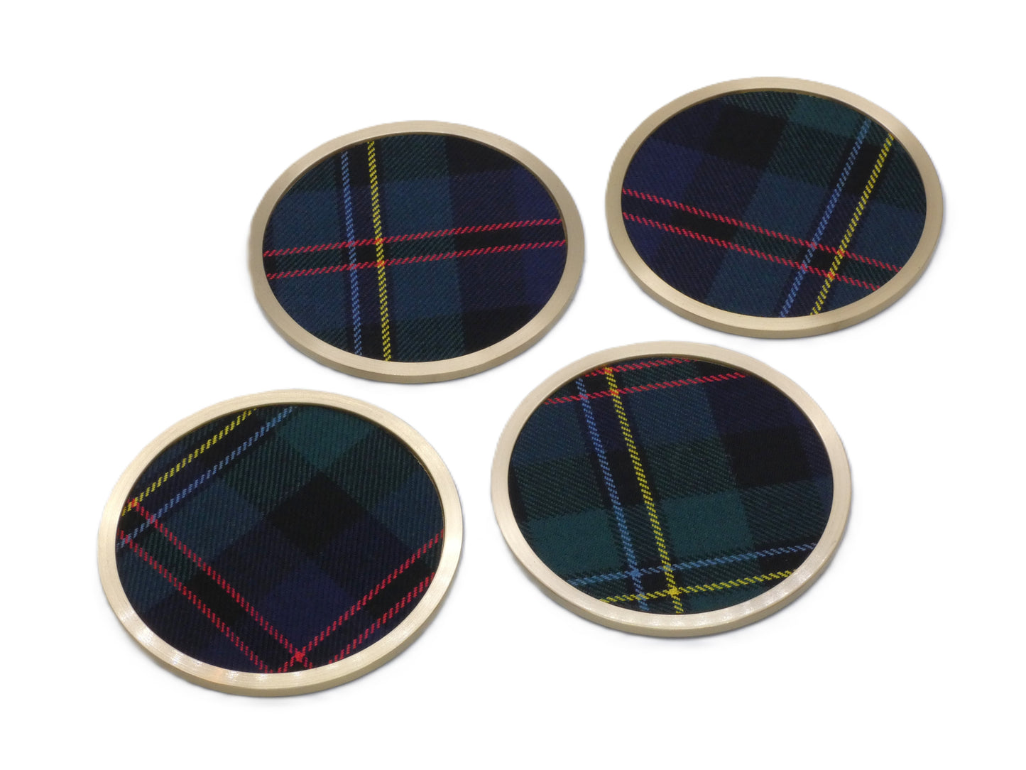 Brass coaster with Malcolm Wool Tartan Design
