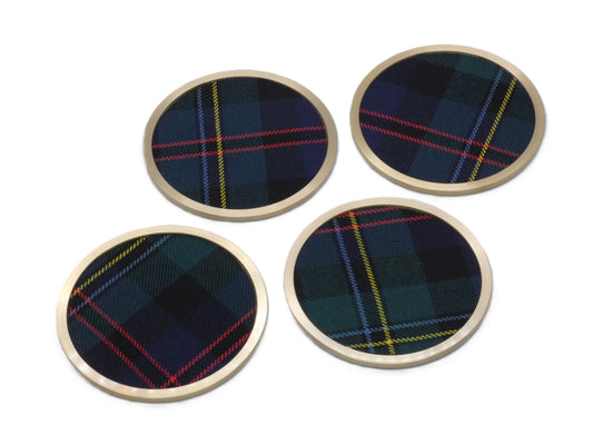 Brass coaster with Malcolm Wool Tartan Design