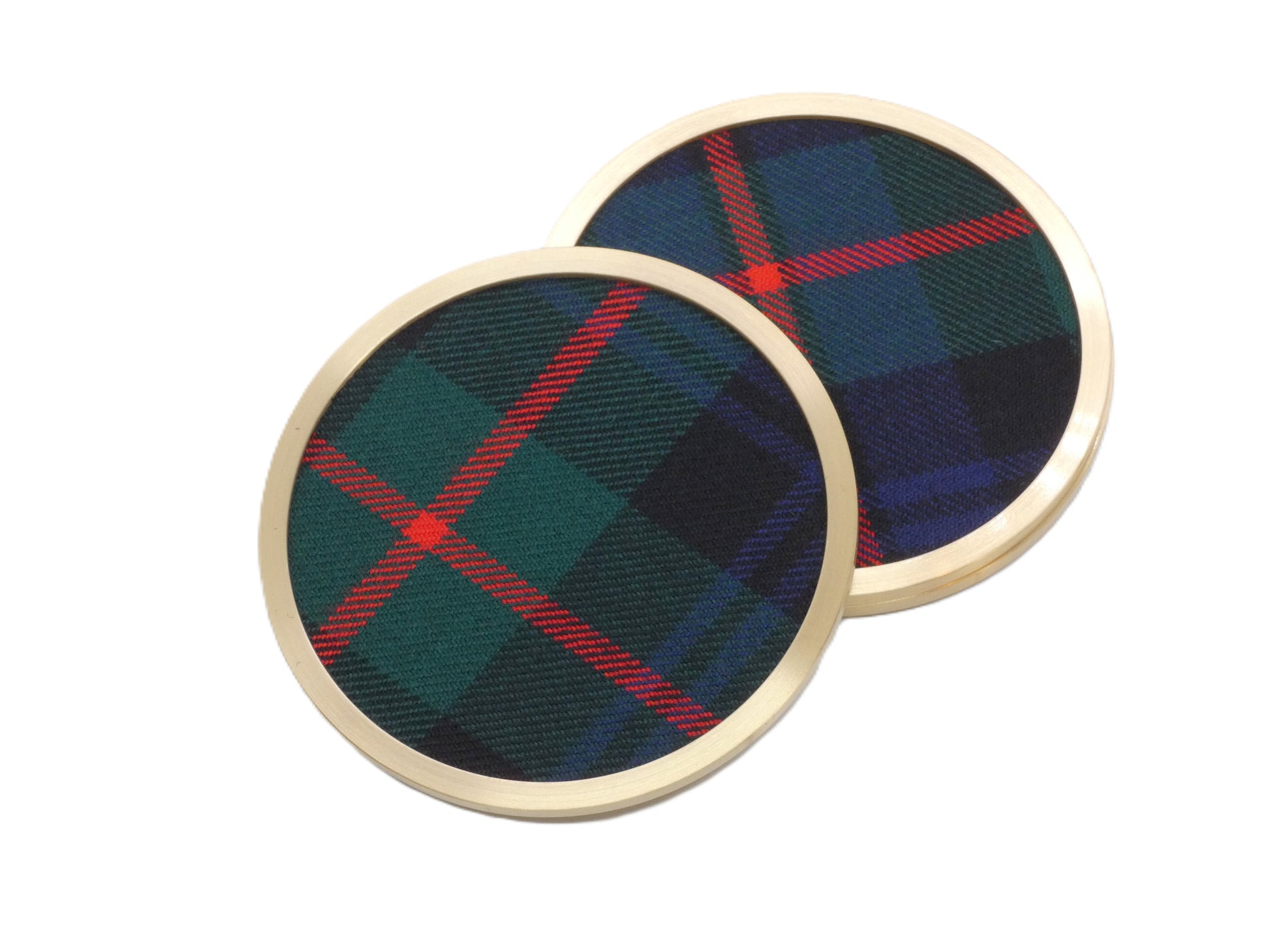 Clan Murray Modern Tartan Brass Coasters stacked