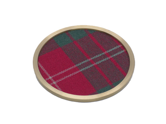 Crawford Muted Wool Tartan Brass Coasters