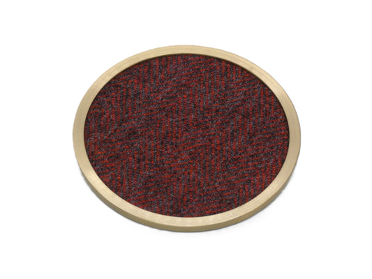 Brass coaster with Red Tweed Wool Design