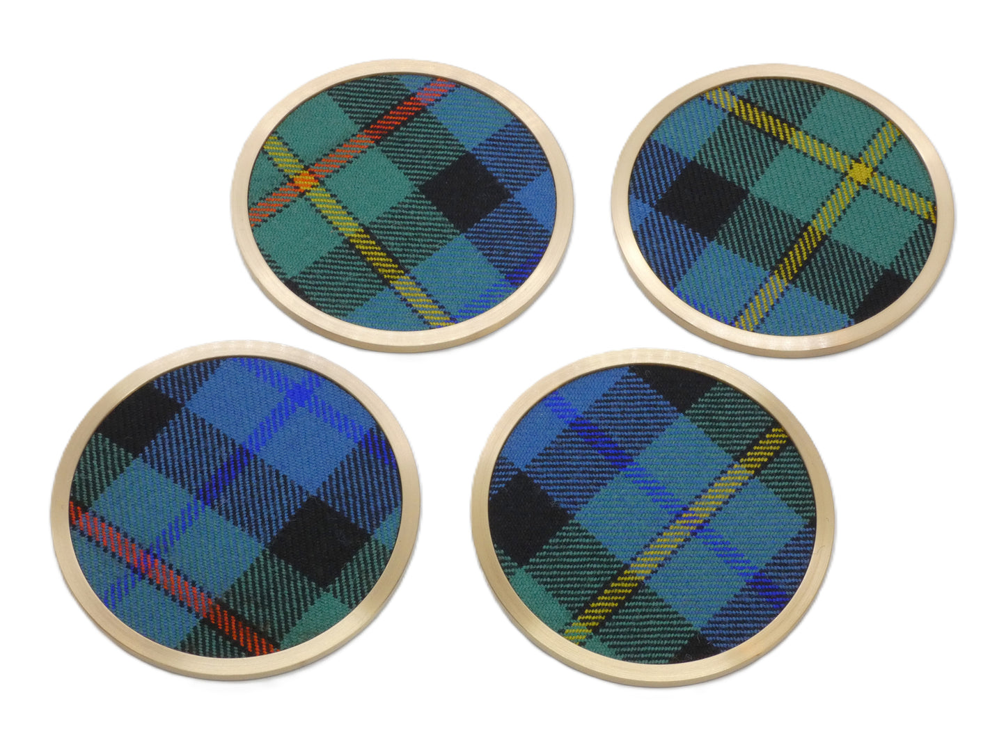 Clan Smith Ancient Tartan Brass Coasters