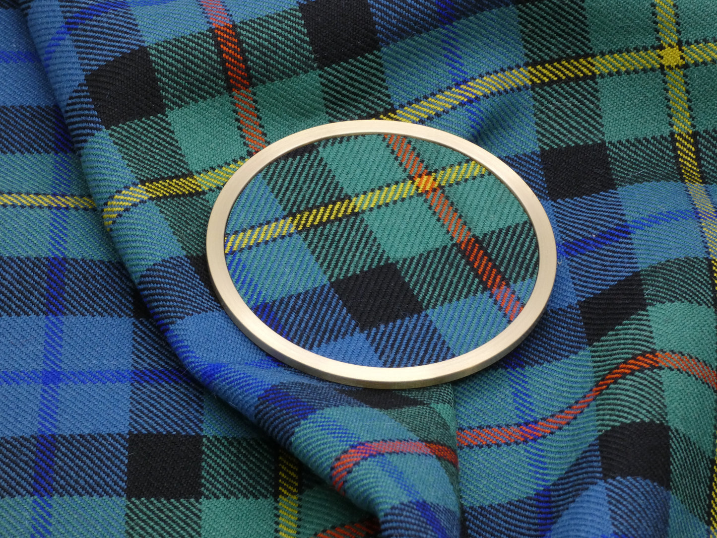 Smith Ancient Tartan Brass Coaster on Tartan Fabric Wool