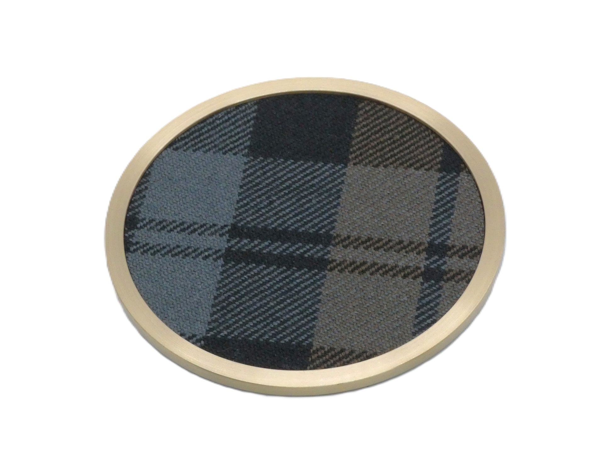 Weathered Black Watch Tartan Brass Coaster