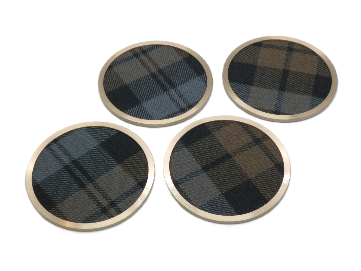 Weathered Black Watch Tartan Brass Coasters 4